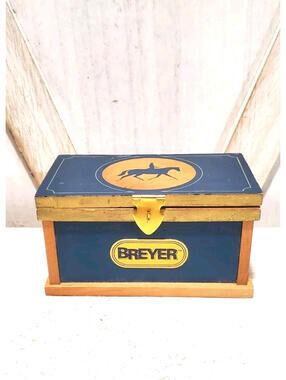 Breyer Blue And Gold Wooden Tack Trunk Box 90s